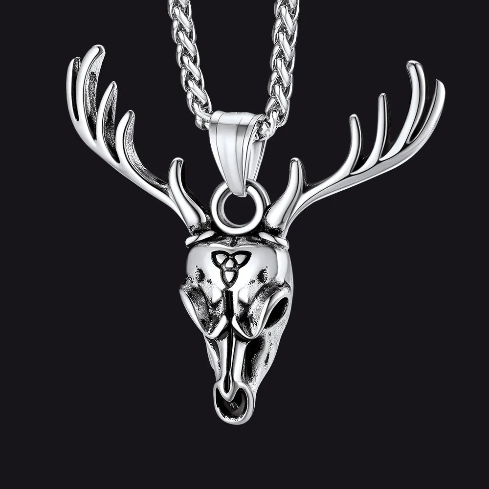 Viking Deer Necklace With Celtic Knot Christmas Gift for Men Women sold by FaithHeart