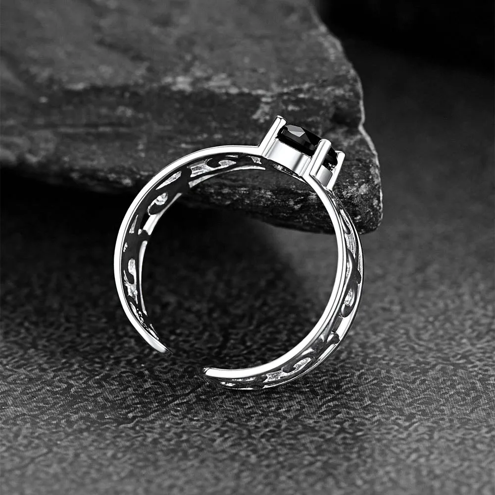Sterling Silver Black Onxy Cubic Zirconia Celtic Ring Adjustable for Women sold by FaithHeart product image thumbnail 5