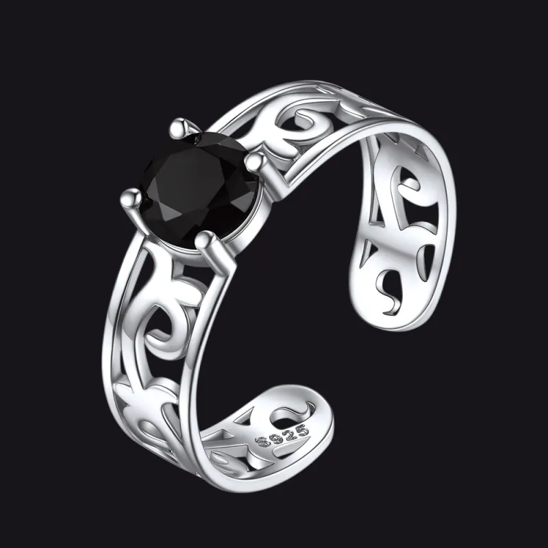 Sterling Silver Black Onxy Cubic Zirconia Celtic Ring Adjustable for Women sold by FaithHeart