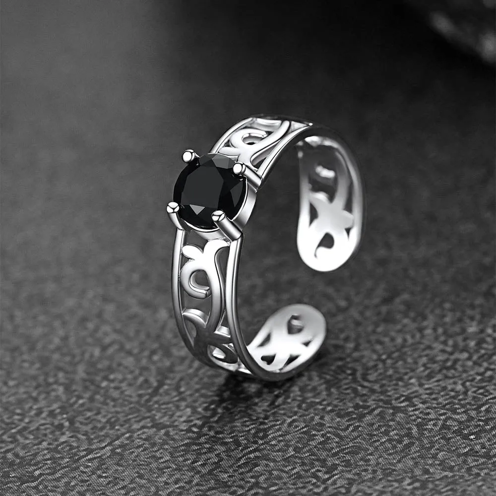 Sterling Silver Black Onxy Cubic Zirconia Celtic Ring Adjustable for Women sold by FaithHeart product image thumbnail 3