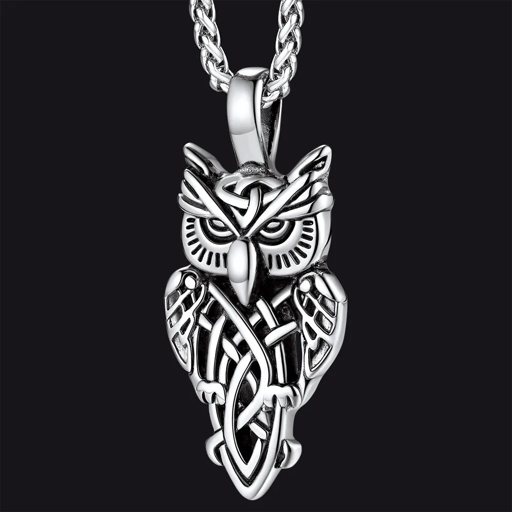 Celtic Owl Pendant Necklace Amulet Jewelry for Men sold by FaithHeart