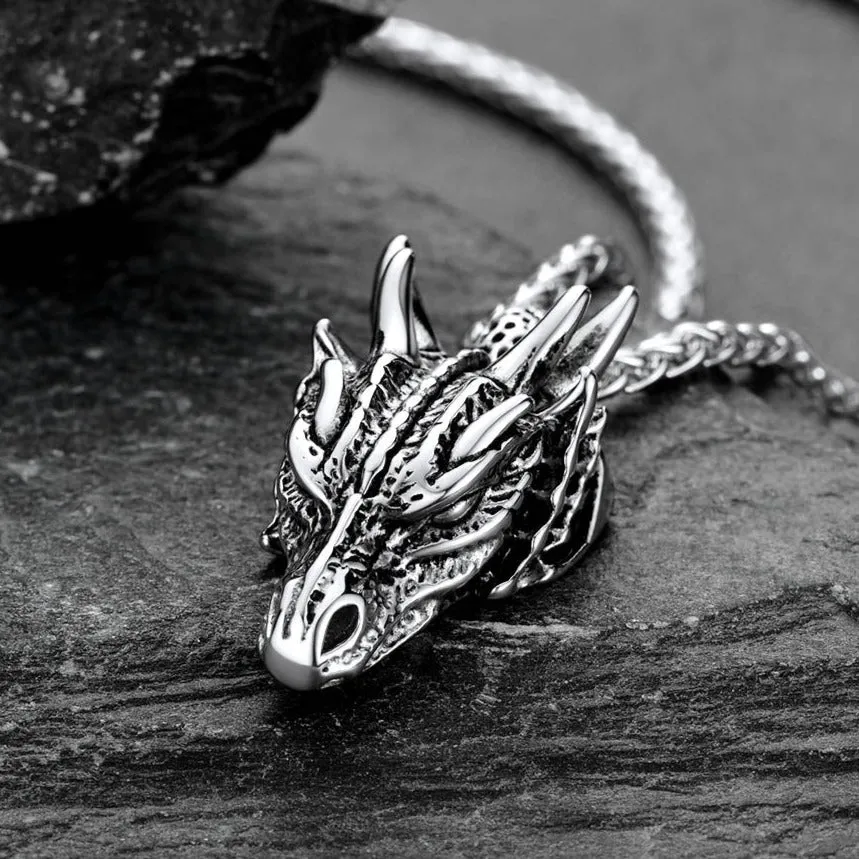 Punk Dragon Head Pendant Necklace for Men Women sold by FaithHeart product image thumbnail 4