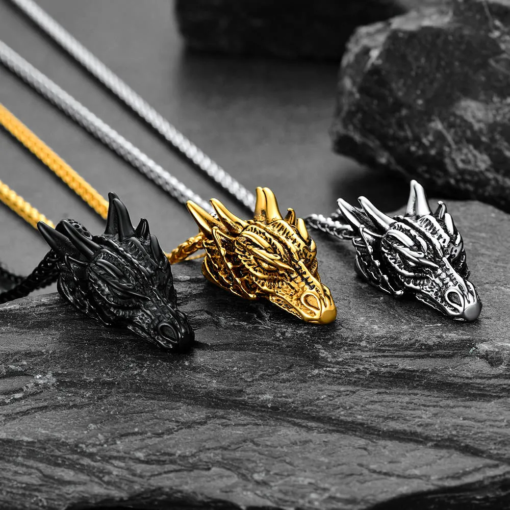 Punk Dragon Head Pendant Necklace for Men Women sold by FaithHeart product image thumbnail 3