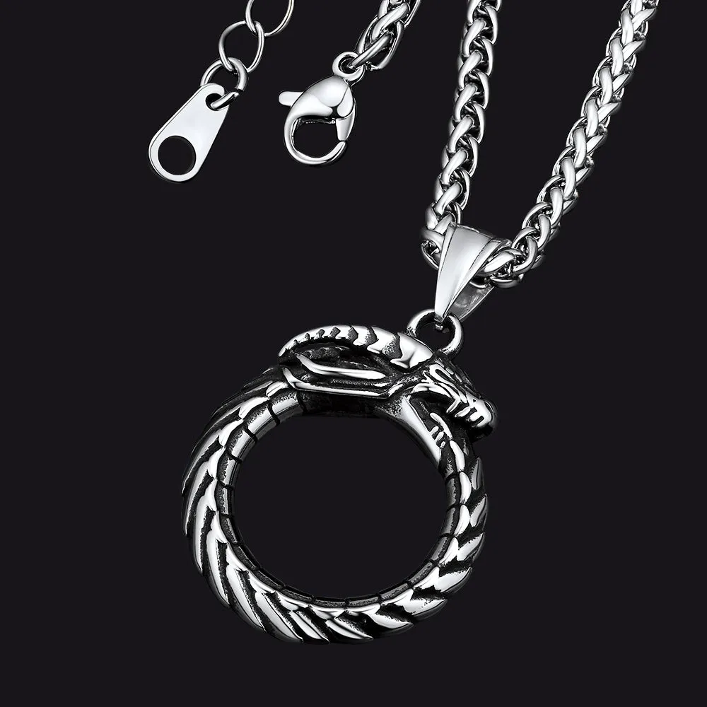 Dragon Circle Pendant Necklace for Men Women sold by FaithHeart