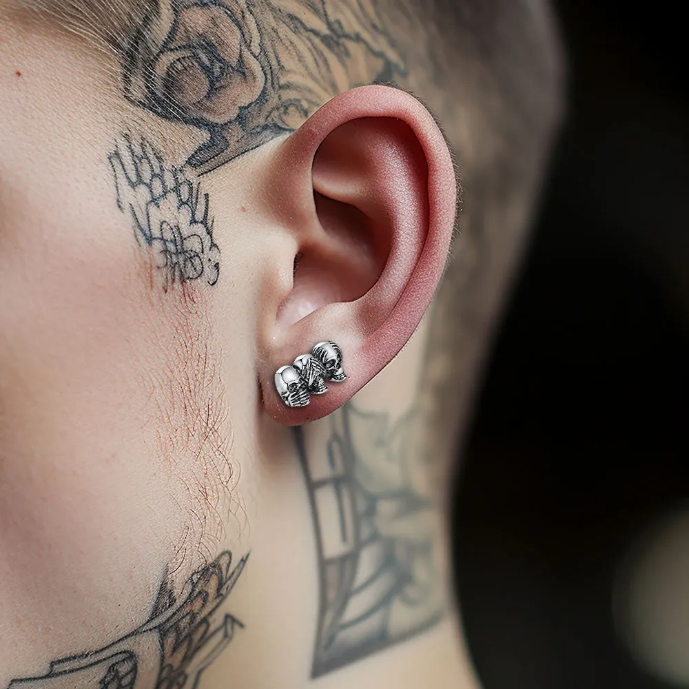 See No Evil, Hear No Evil, Speak No Evil Skulls Stud Earrings sold by FaithHeart product image thumbnail 2