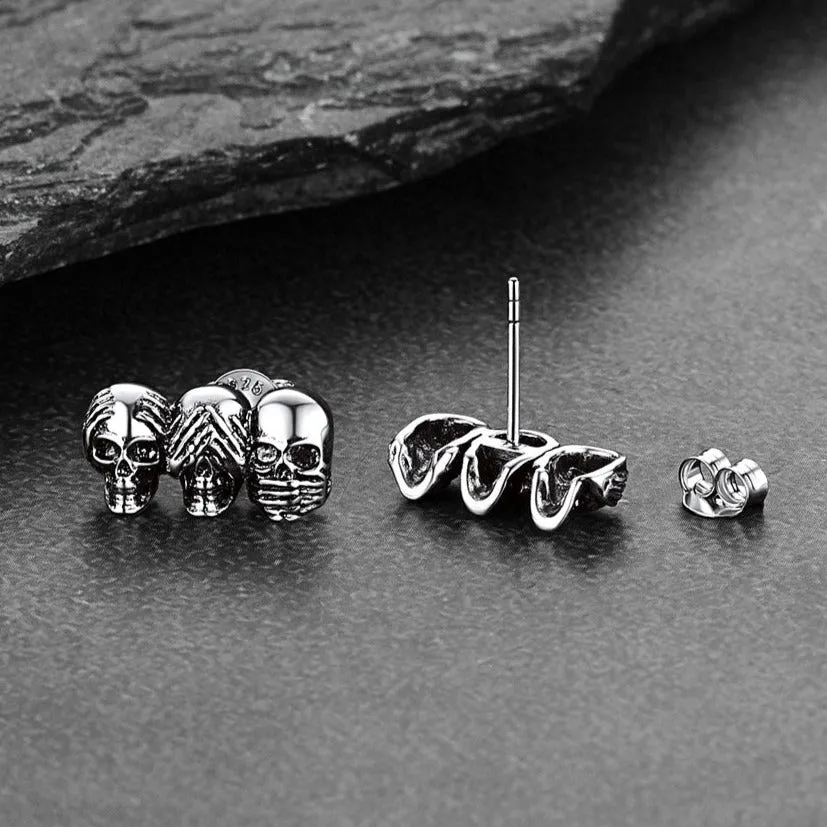 See No Evil, Hear No Evil, Speak No Evil Skulls Stud Earrings sold by FaithHeart product image thumbnail 4