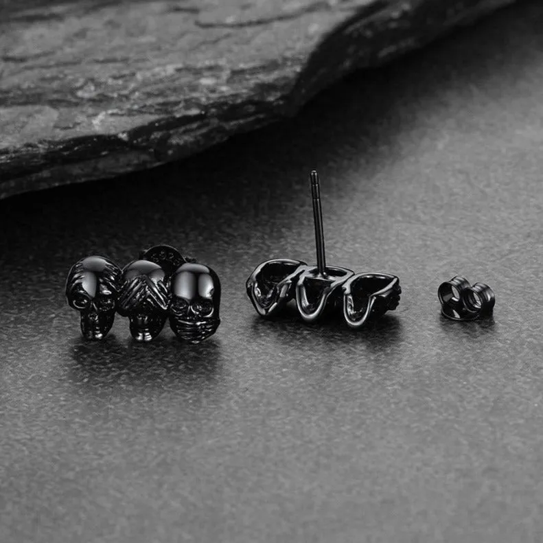 See No Evil, Hear No Evil, Speak No Evil Skulls Stud Earrings sold by FaithHeart product image thumbnail 5
