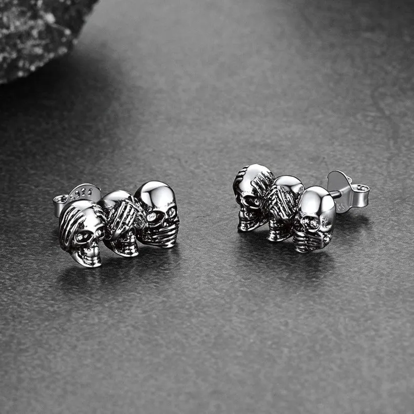 See No Evil, Hear No Evil, Speak No Evil Skulls Stud Earrings sold by FaithHeart product image thumbnail 3