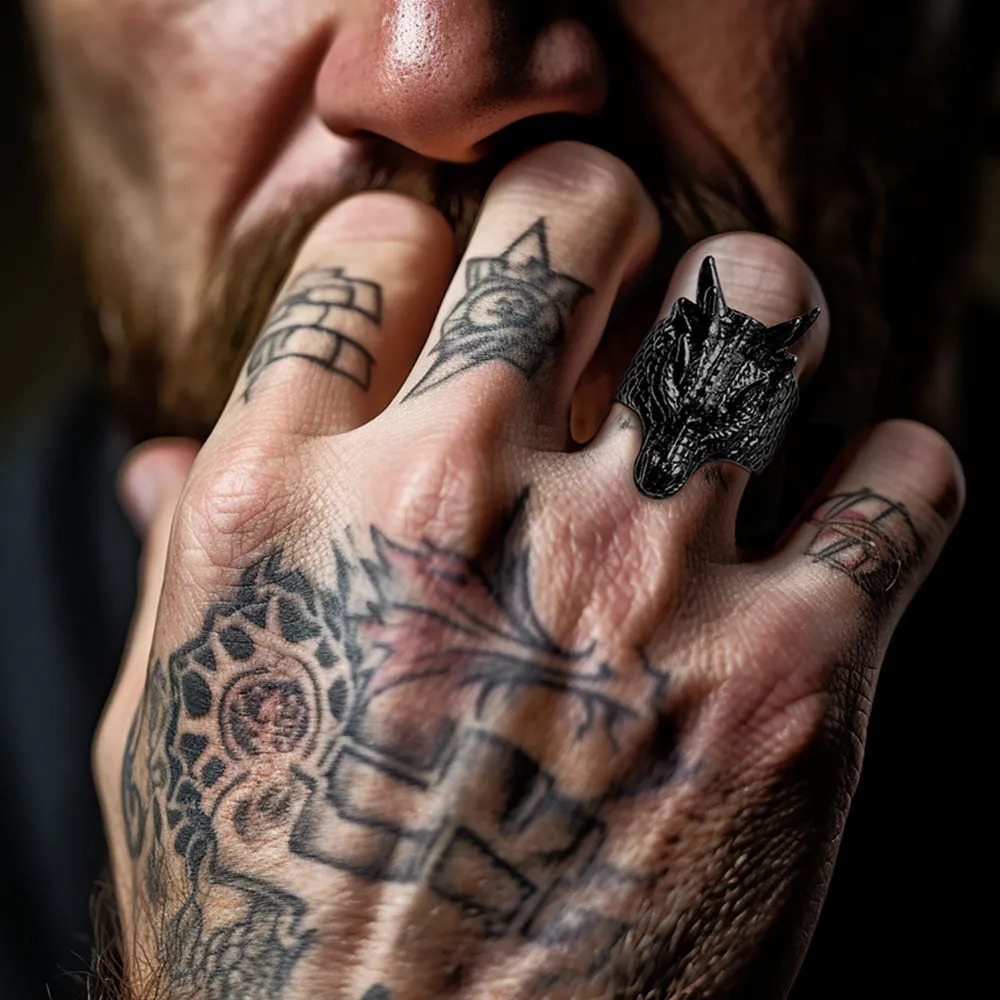 Punk Dragon Head Stainless Steel Ring for Men sold by FaithHeart product image thumbnail 2