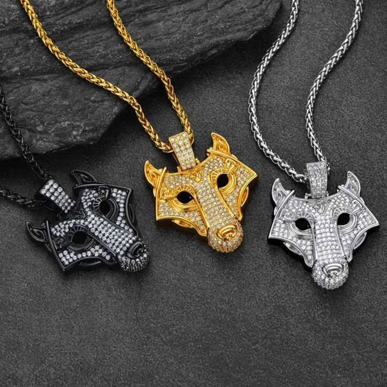 Hip Hop Viking Wolf Head Fenrir Necklace with Cubic Zirconia sold by FaithHeart product image thumbnail 3