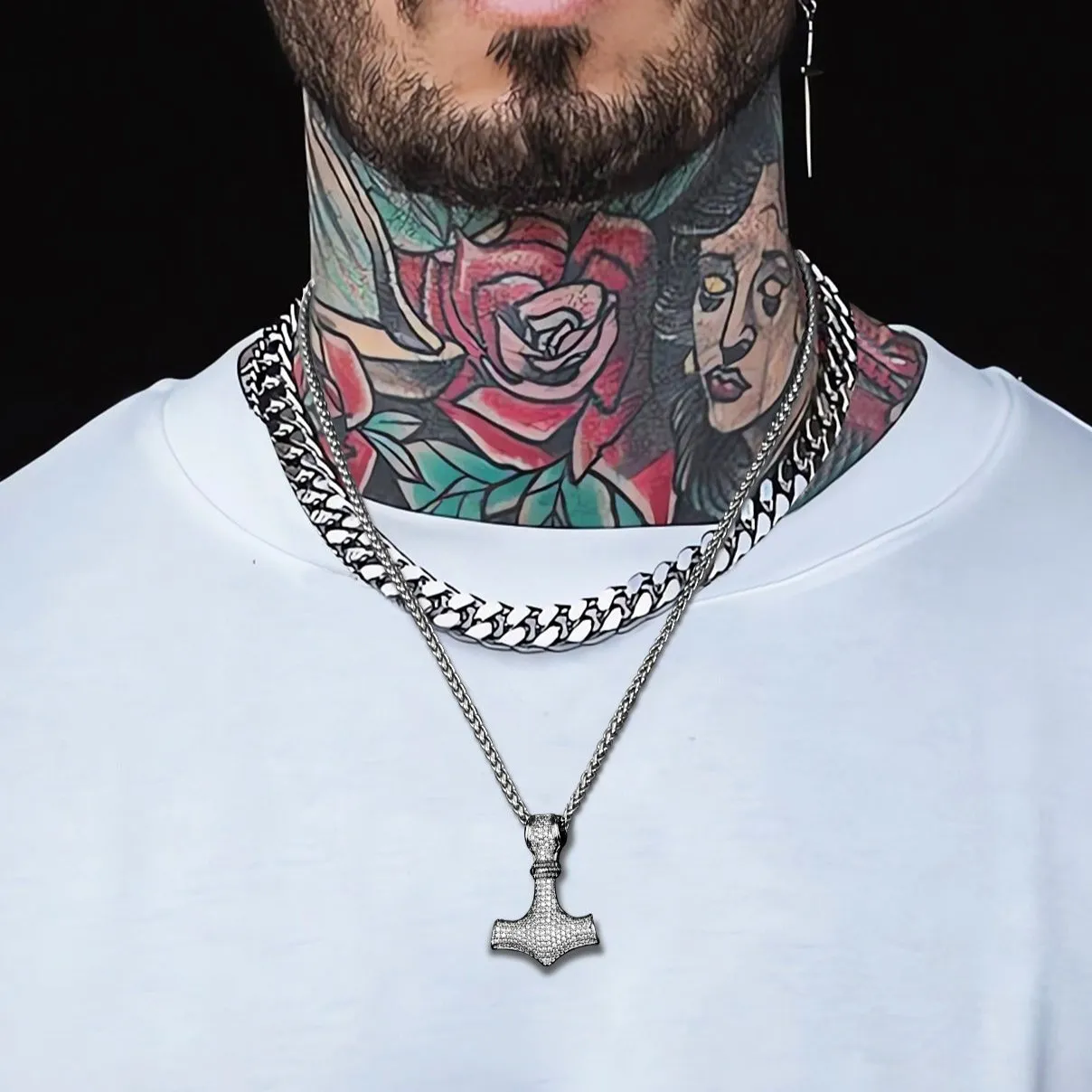 Viking Thor's Hammer Mjolnir Necklace With Cubic Zirconia sold by FaithHeart product image thumbnail 2