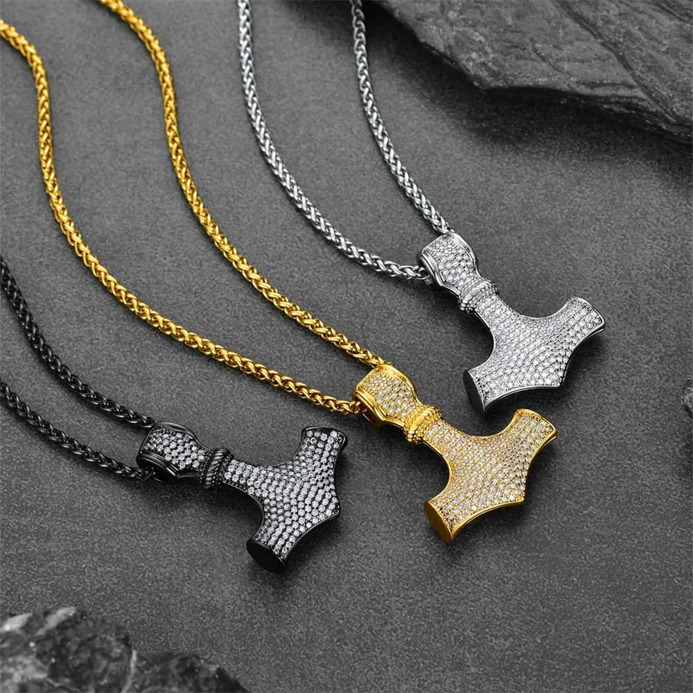 Viking Thor's Hammer Mjolnir Necklace With Cubic Zirconia sold by FaithHeart product image thumbnail 4