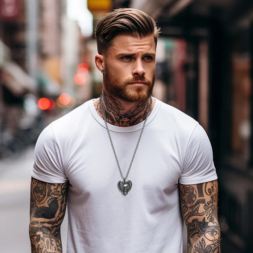 Gothic Sword Wings Skull Pendant Necklace for Men sold by FaithHeart product image thumbnail 2