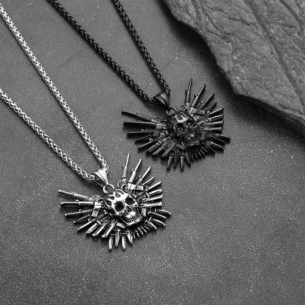 Punk Full Armed Skull Pendant Necklace for Men sold by FaithHeart product image thumbnail 3