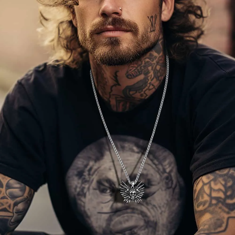 Punk Full Armed Skull Pendant Necklace for Men sold by FaithHeart product image thumbnail 2