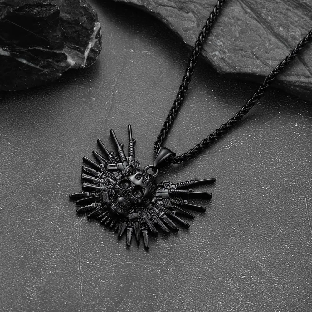 Punk Full Armed Skull Pendant Necklace for Men sold by FaithHeart product image thumbnail 4