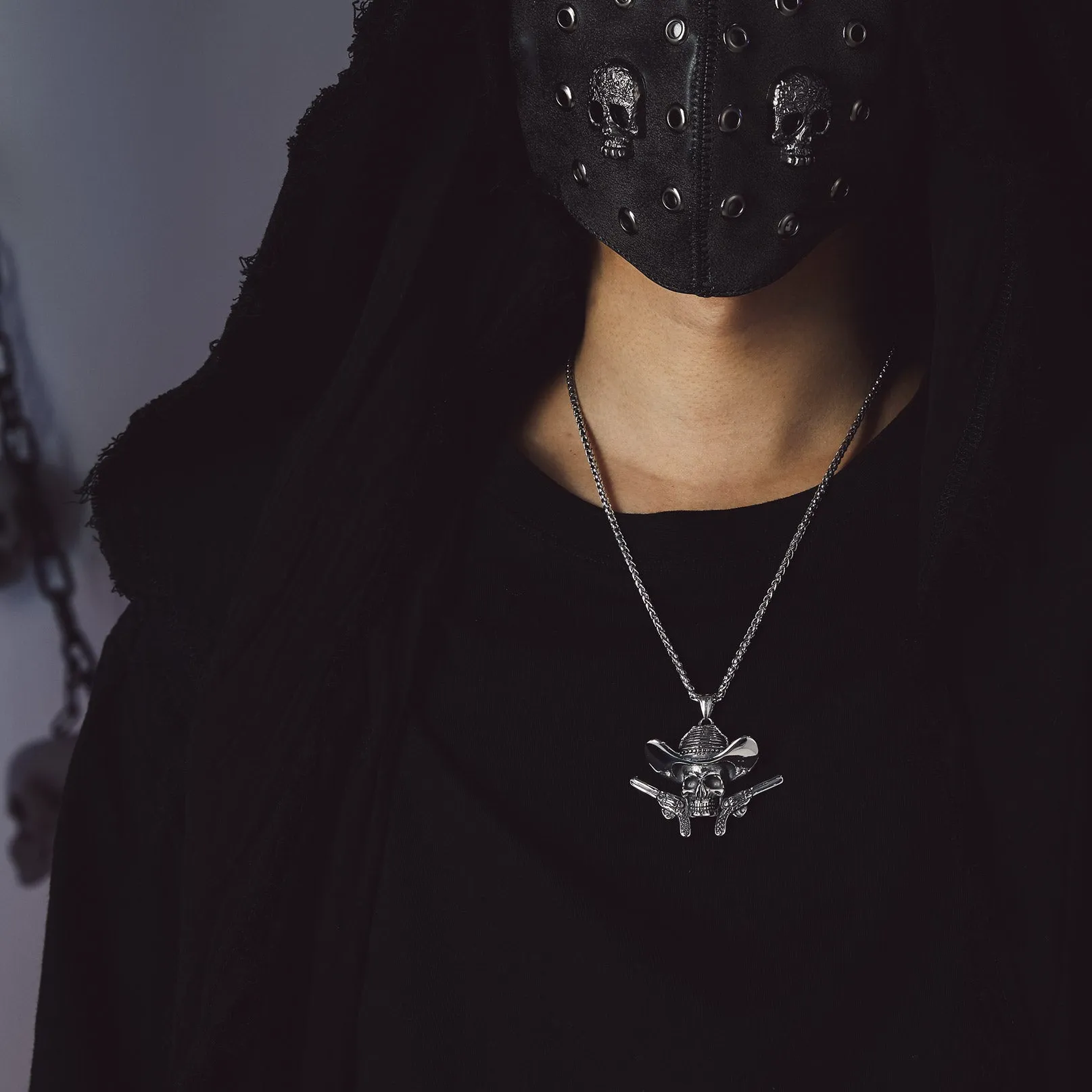 Gothic Cowboy Skull Pendant Necklace for Men sold by FaithHeart product image thumbnail 3