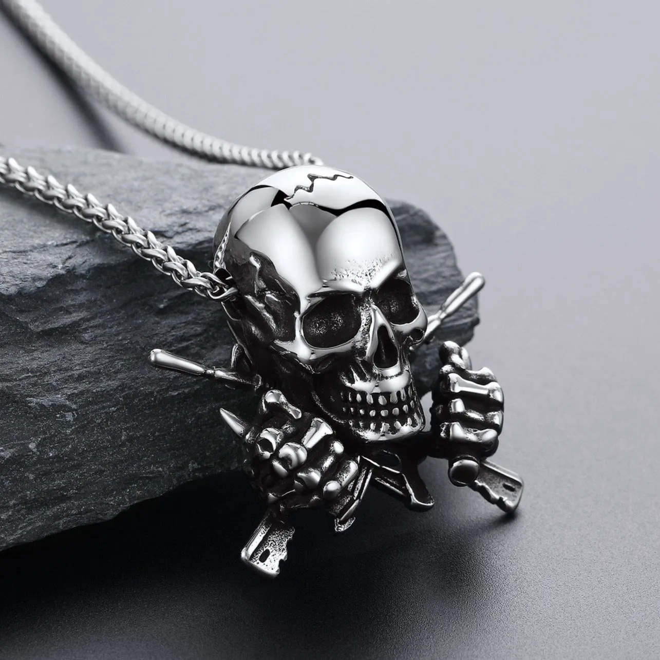 Gothic Soldier Skull Pendant Necklace for Men sold by FaithHeart product image thumbnail 5