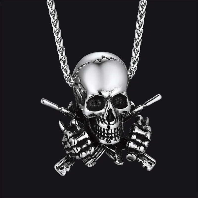 Gothic Soldier Skull Pendant Necklace for Men sold by FaithHeart