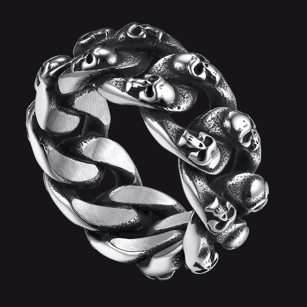 Gothic Chunky Chain Skull Ring for Men 10MM sold by FaithHeart