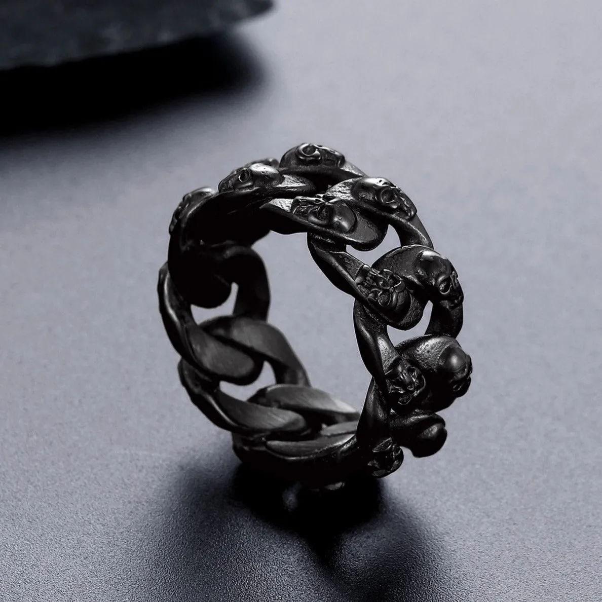 Gothic Chunky Chain Skull Ring for Men 10MM sold by FaithHeart product image thumbnail 5