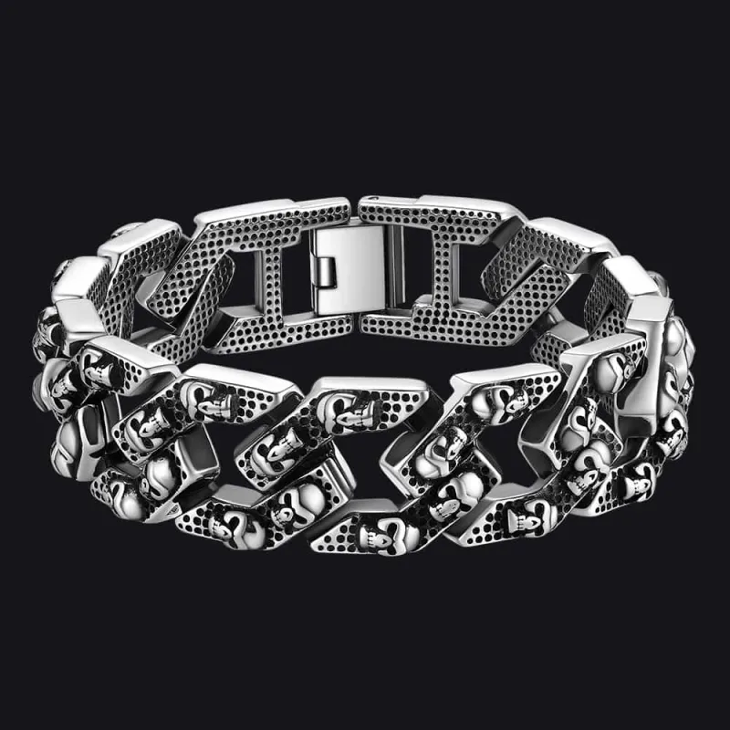 Gothic Chunky Skull Chain Bracelet Stainless Steel for Men sold by FaithHeart