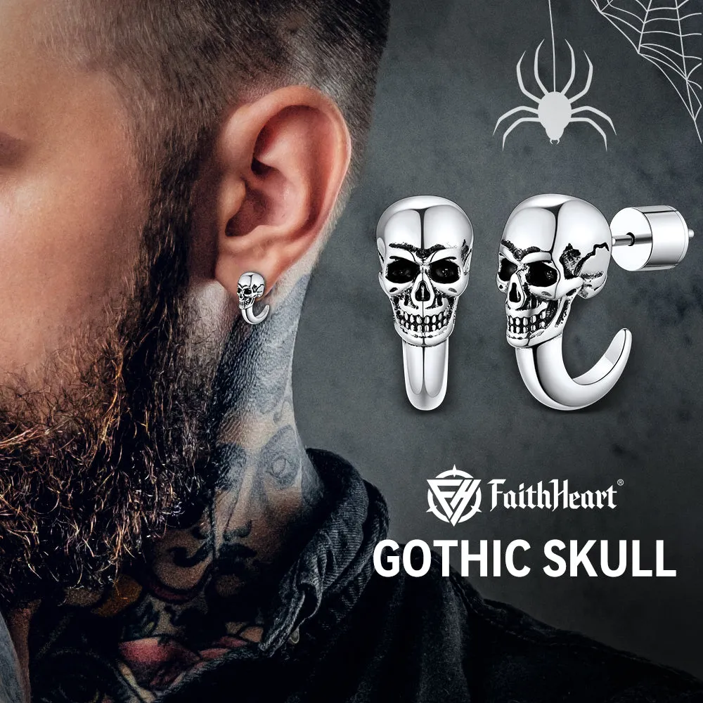 Gothic Skull Huggie Half-Circle Stud Earrings Jewelry for Men Women sold by FaithHeart product image thumbnail 2