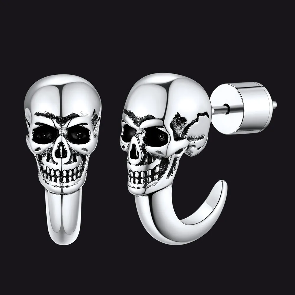 Gothic Skull Huggie Half-Circle Stud Earrings Jewelry for Men Women sold by FaithHeart