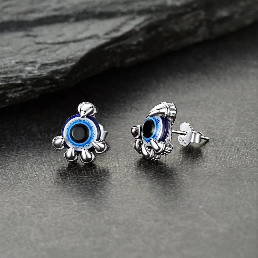 Sterling Silver Dragon Claw Evil Eye Stud Earrings For Men sold by FaithHeart product image thumbnail 3