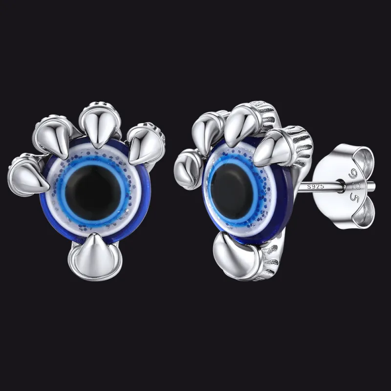 Sterling Silver Dragon Claw Evil Eye Stud Earrings For Men sold by FaithHeart