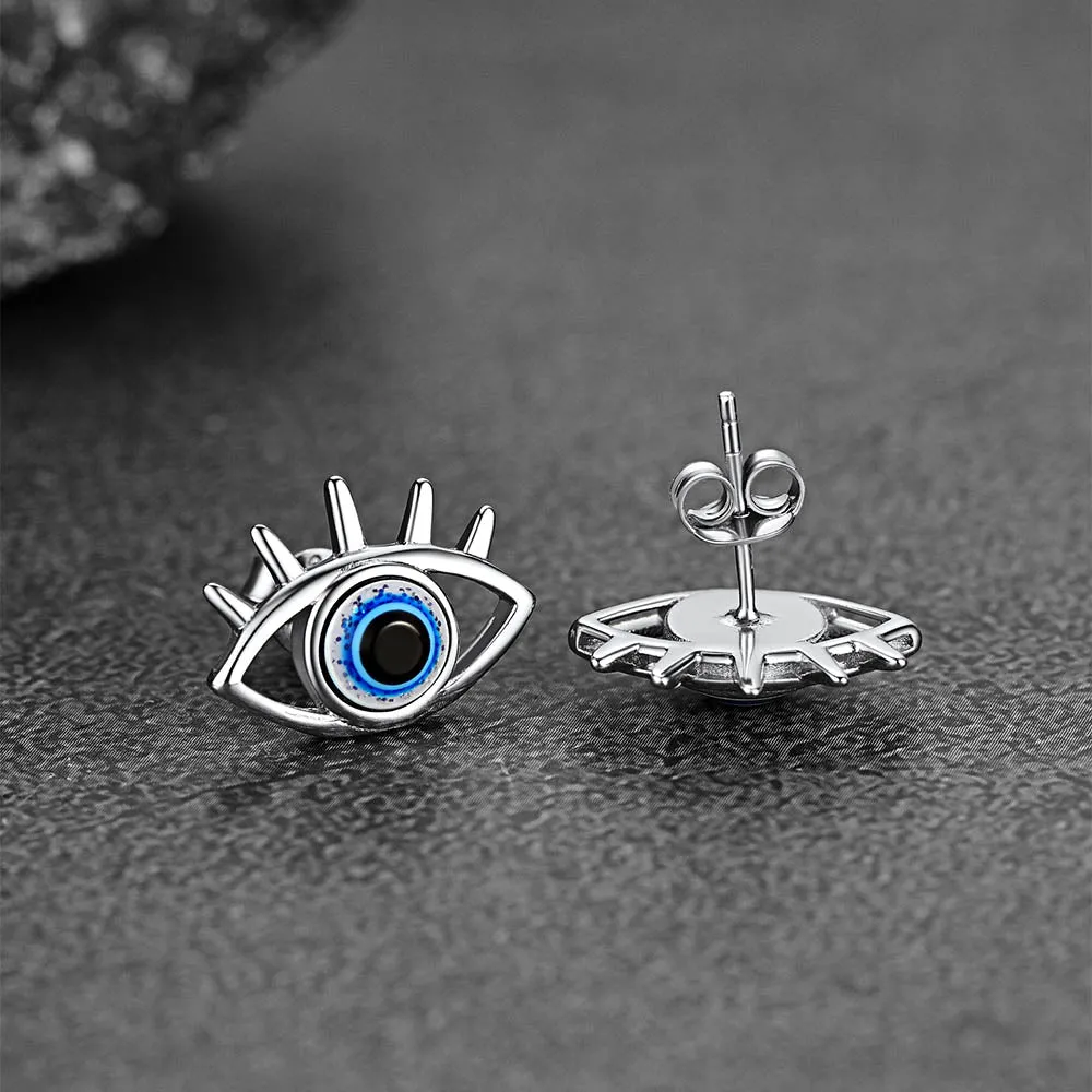 Sterling Silver Evil Eye Stud Earrings For Women sold by FaithHeart product image thumbnail 3