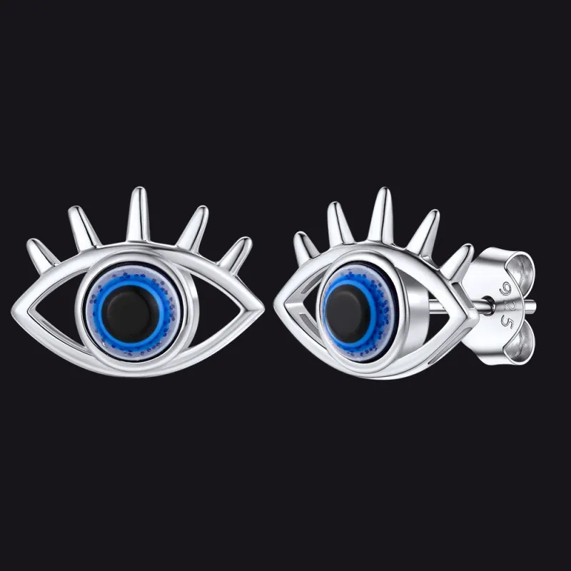 Sterling Silver Evil Eye Stud Earrings For Women sold by FaithHeart
