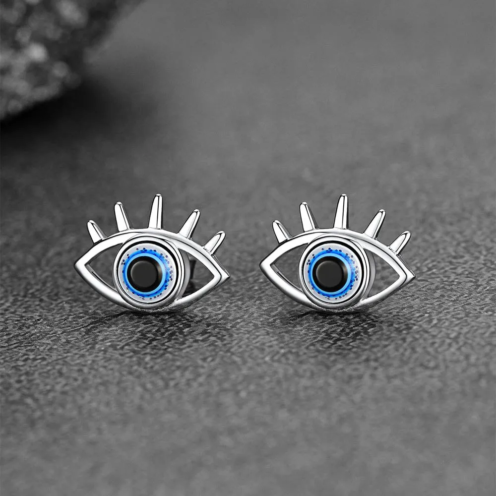 Sterling Silver Evil Eye Stud Earrings For Women sold by FaithHeart product image thumbnail 2