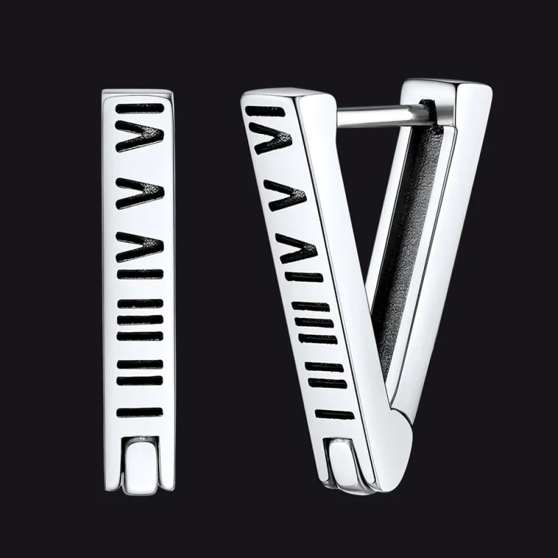 Roman Numerals Triangle Huggie Hoop Earrings For Men sold by FaithHeart