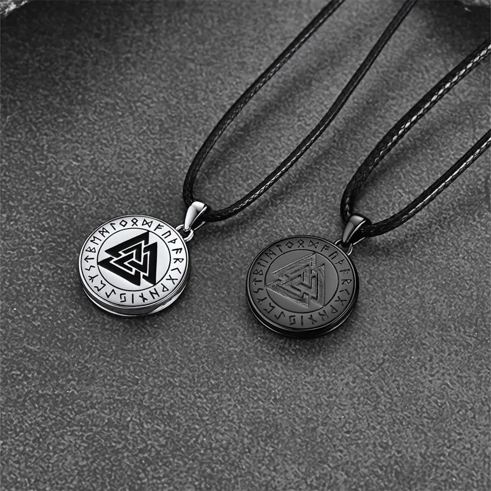 Personalized Viking Valknut Photo Locket Pendant with Leather Necklace sold by FaithHeart product image thumbnail 3