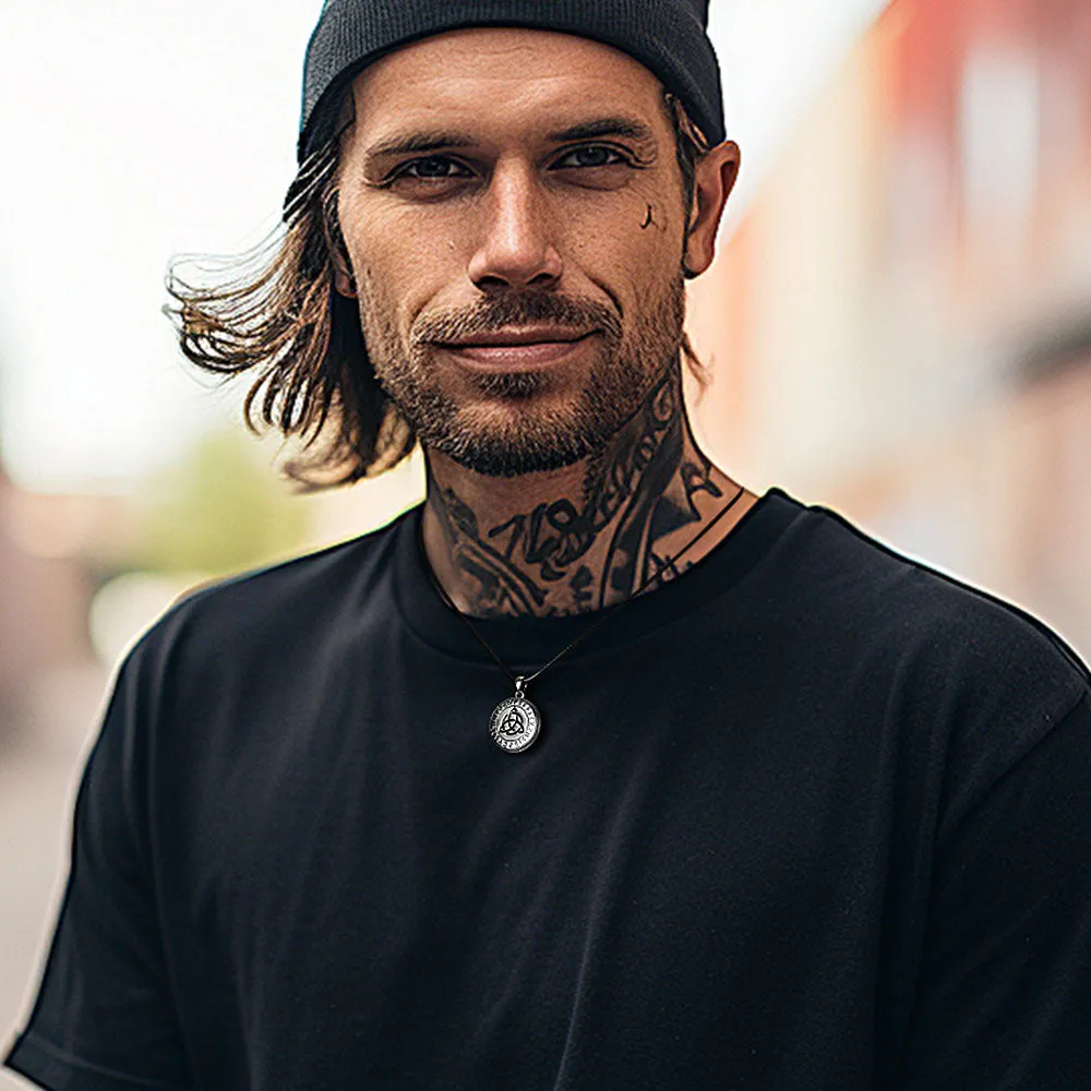 Custom Celtic Trinity Knot Photo Locket Necklace With Leather Chain for Men sold by FaithHeart product image thumbnail 2