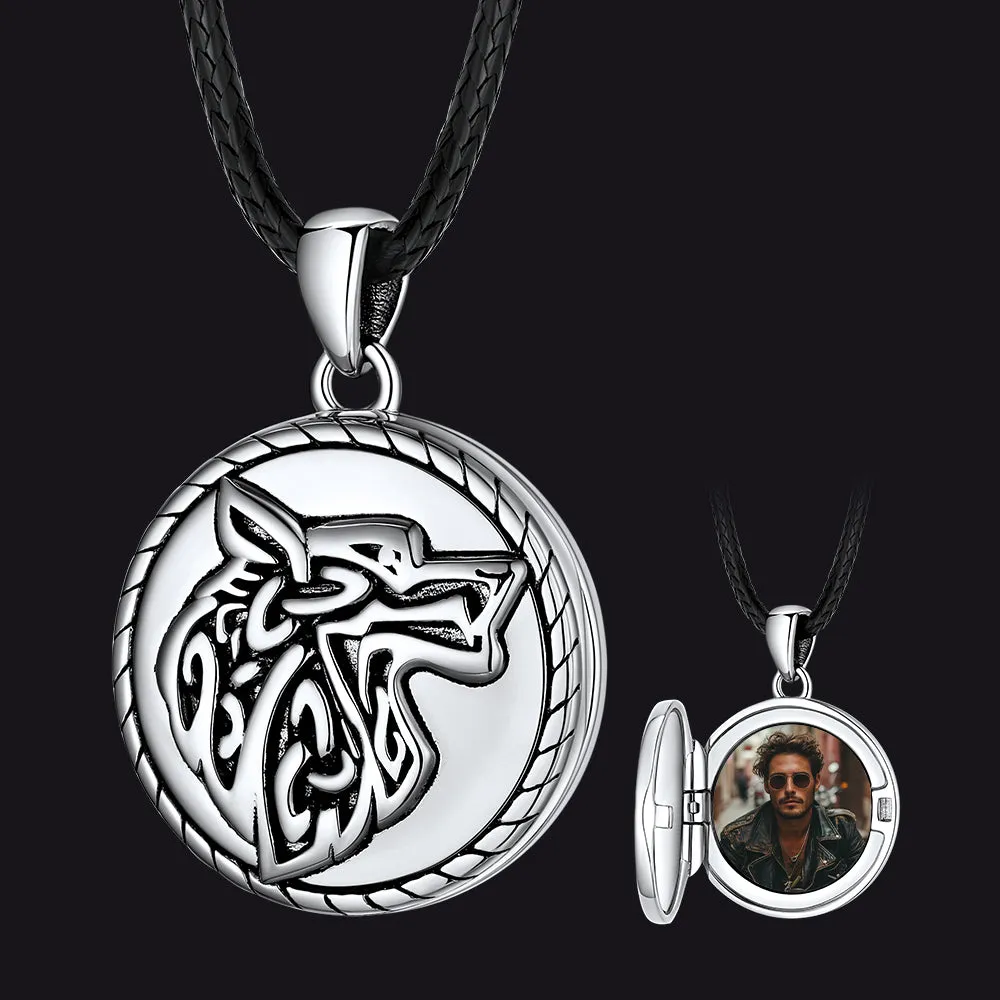 Custom Viking Wolf Locket Necklace with Picture Inside sold by FaithHeart