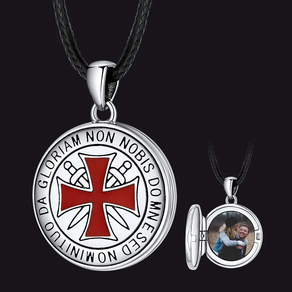 Custom Knights Templar Cross Photo Locket Necklace with Picture sold by FaithHeart