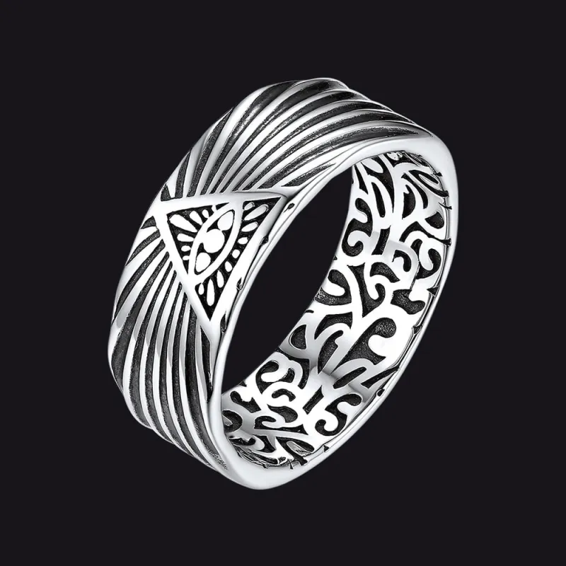 Silver All Seeing Eye Ring Celtic Knot Ring for Men sold by FaithHeart