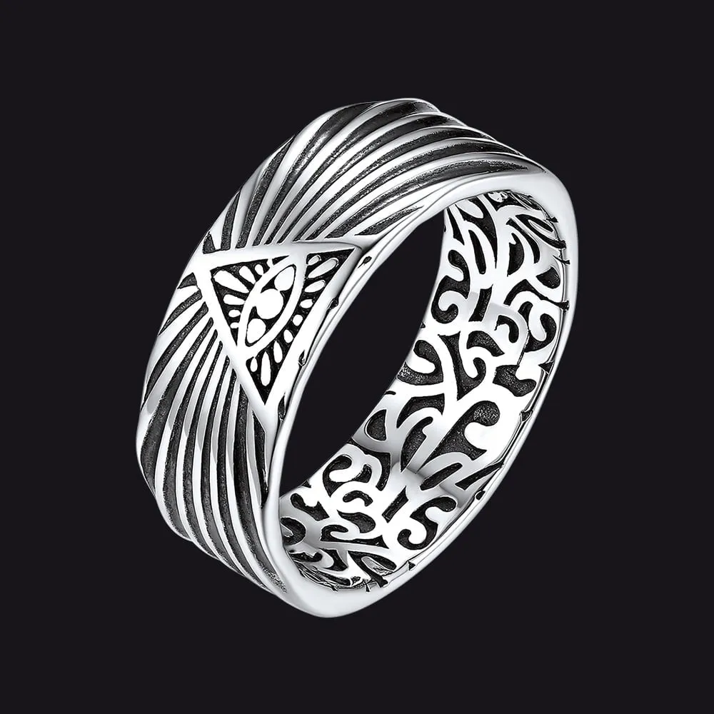 Silver All Seeing Eye Ring Celtic Knot Ring for Men sold by FaithHeart