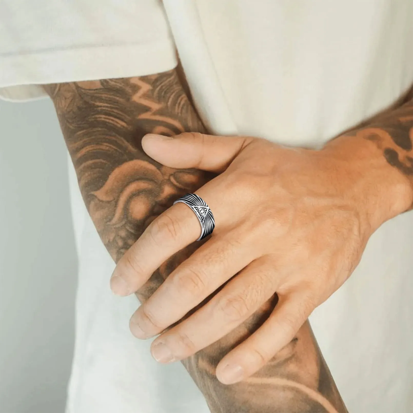 Silver All Seeing Eye Ring Celtic Knot Ring for Men sold by FaithHeart product image thumbnail 2