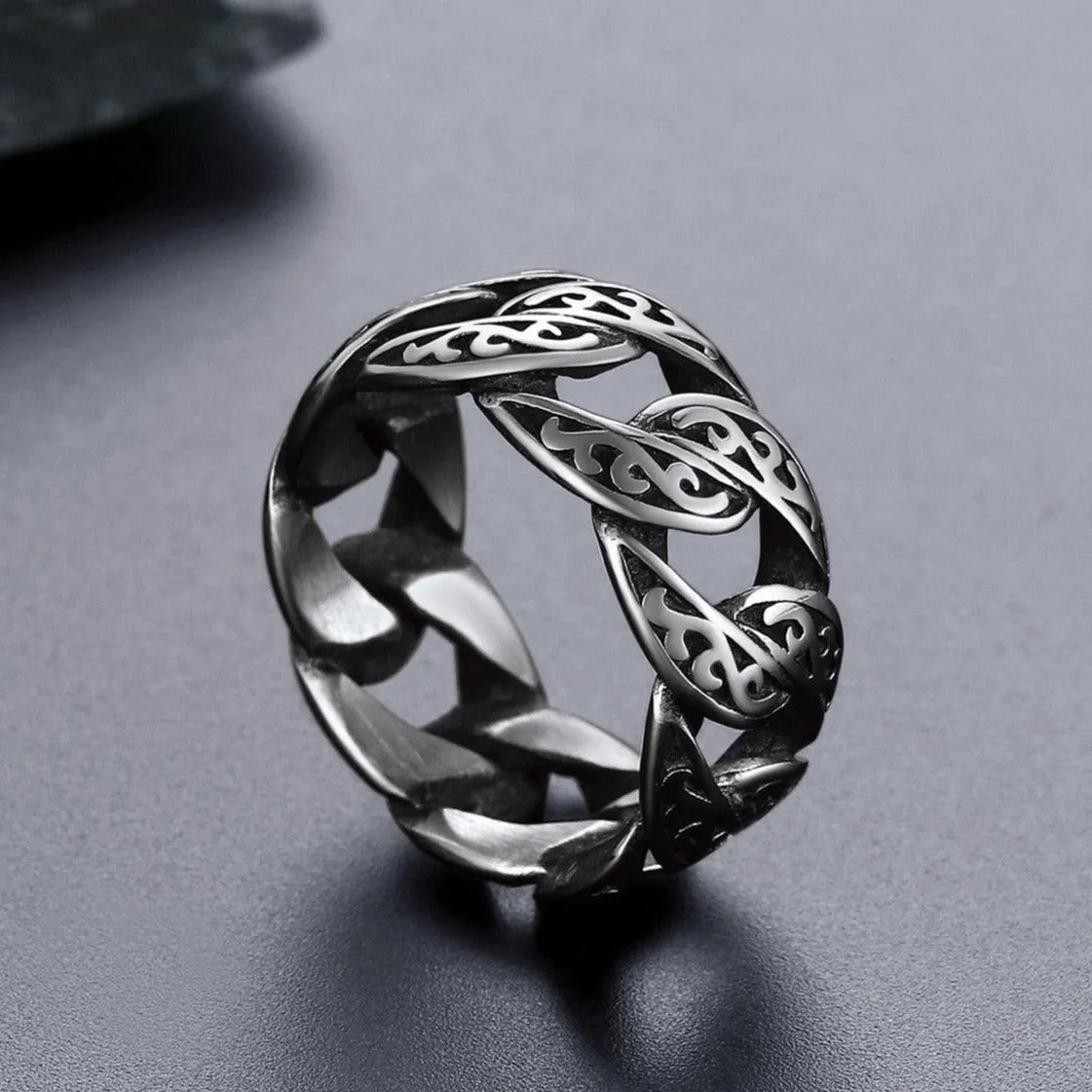 Celtic Cuban Chain Ring For Men Stainless Steel sold by FaithHeart product image thumbnail 4