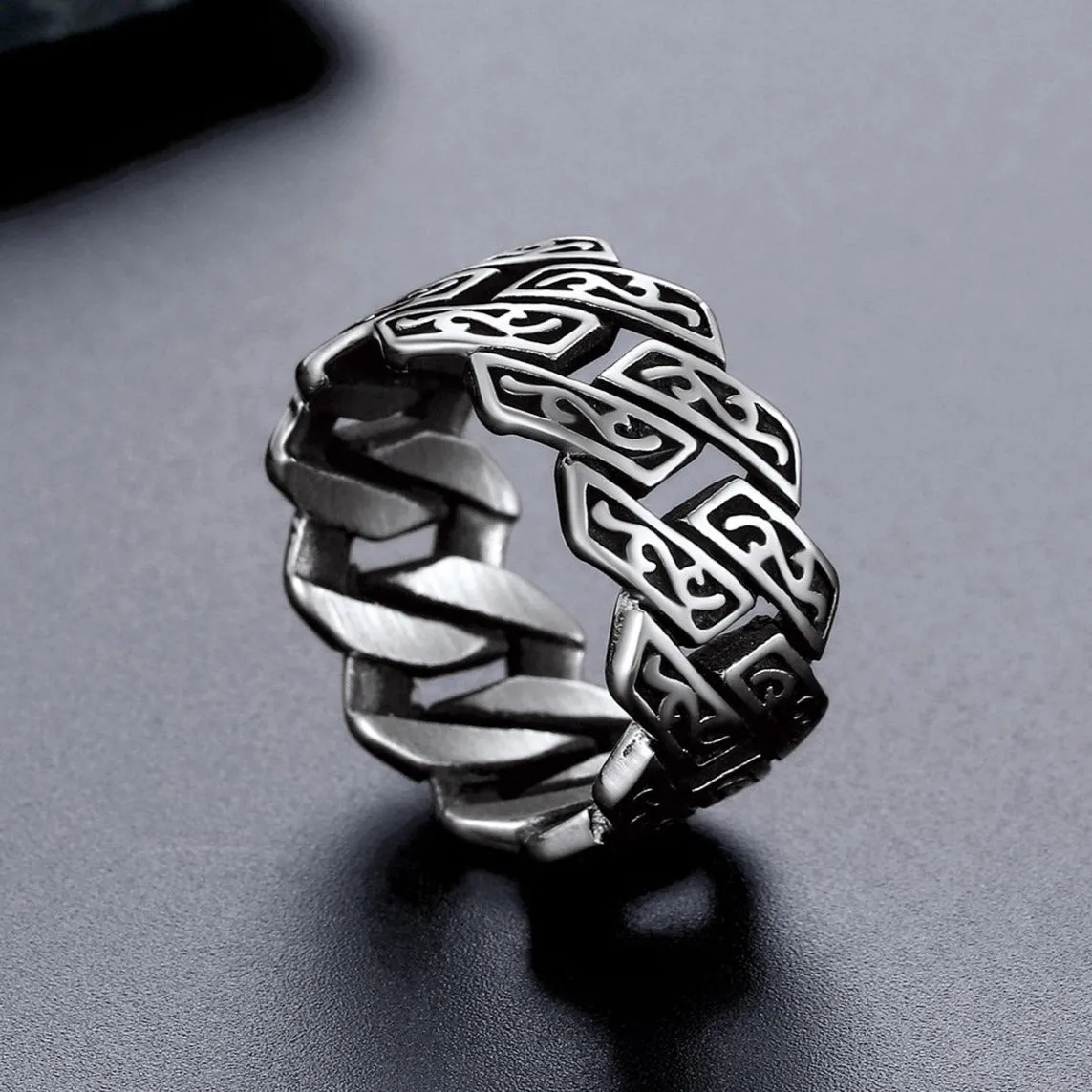 Retro Celtic Chain Stainless Steel Ring For Men sold by FaithHeart product image thumbnail 3