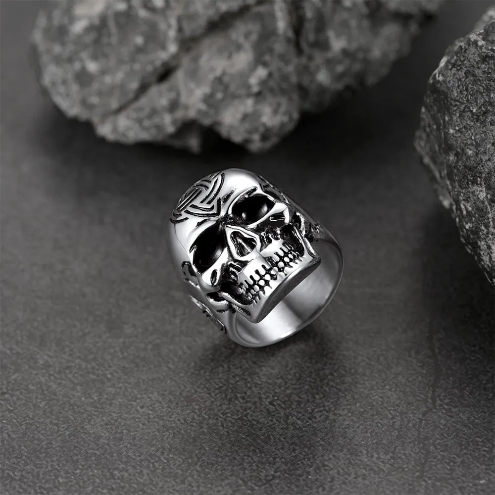 Gothic Skull Ring For Men With Viking Celtic Triquetra sold by FaithHeart product image thumbnail 4