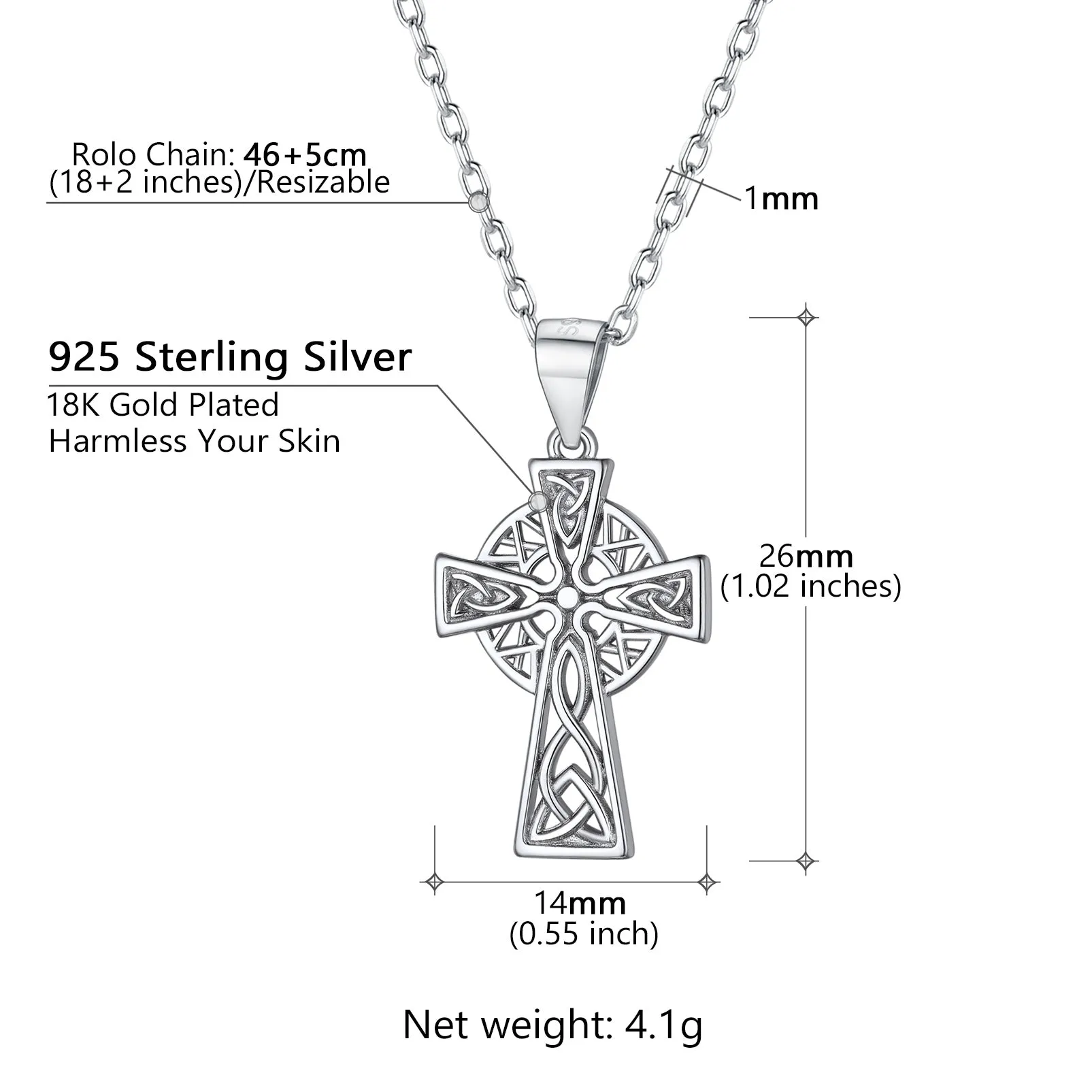 Sterling Silver Celtic Knot Cross Necklace For Women sold by FaithHeart product image thumbnail 5