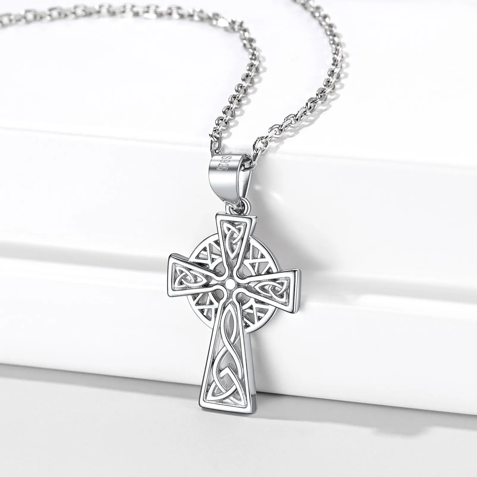 Sterling Silver Celtic Knot Cross Necklace For Women sold by FaithHeart product image thumbnail 4