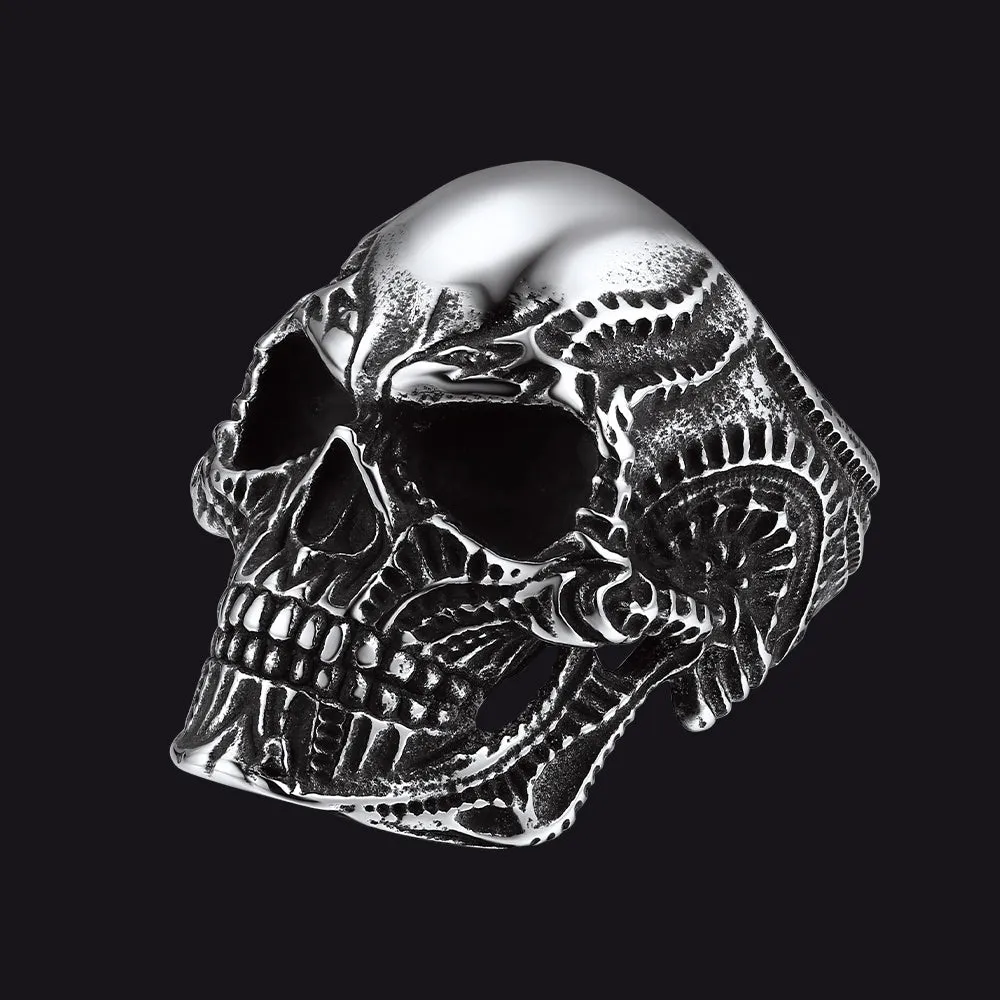 Biker Gothic Skull Ring for Men in Stainless Steel sold by FaithHeart
