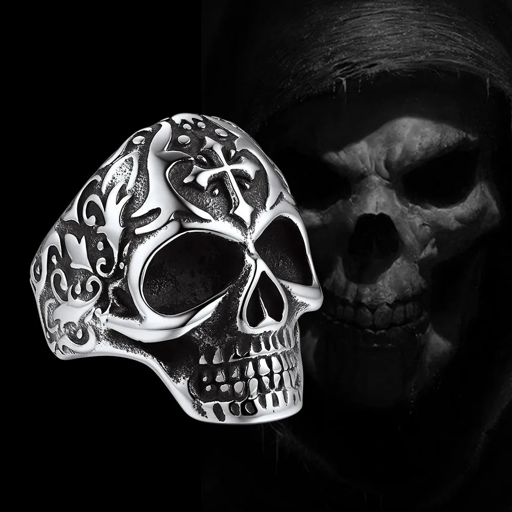 Gothic Punk Cross Sugar Skull Stainless Steel Ring for Men sold by FaithHeart product image thumbnail 4