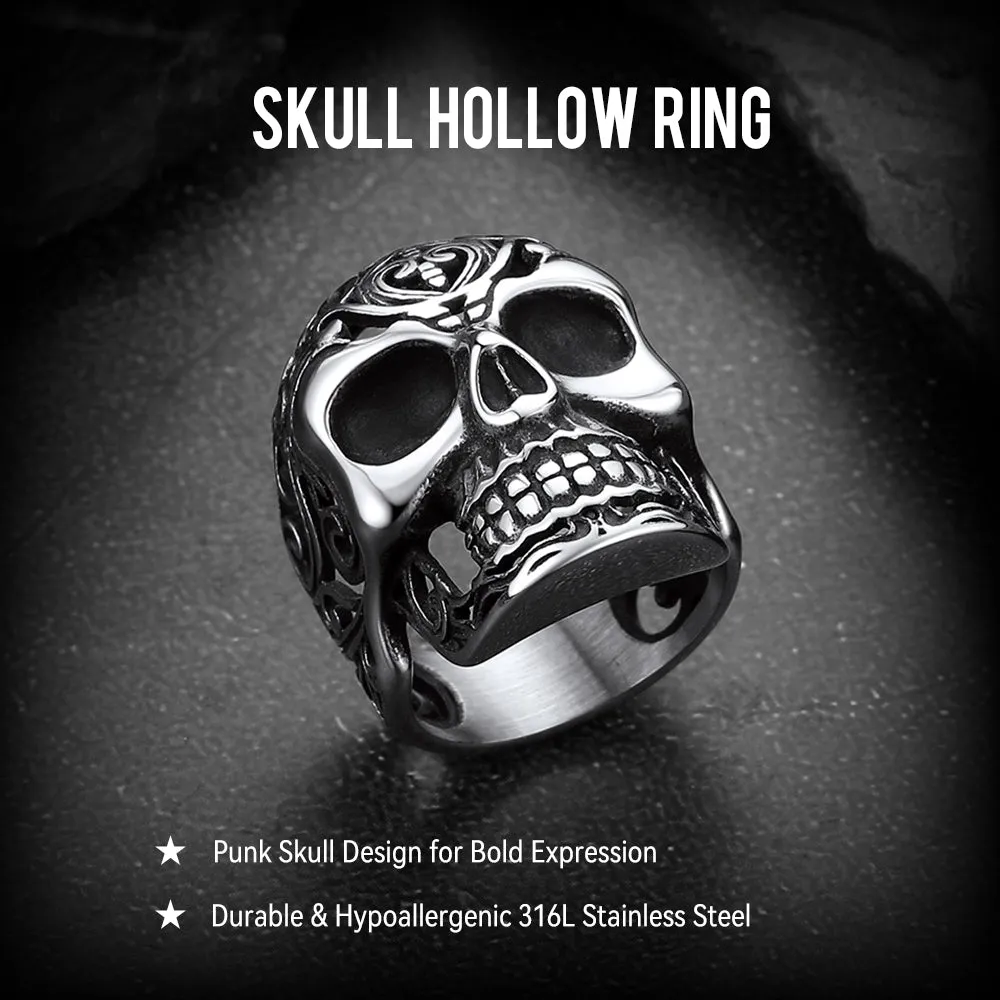 Gothic Skull Hollow Sugar Stainless Steel Ring for Men sold by FaithHeart product image thumbnail 4