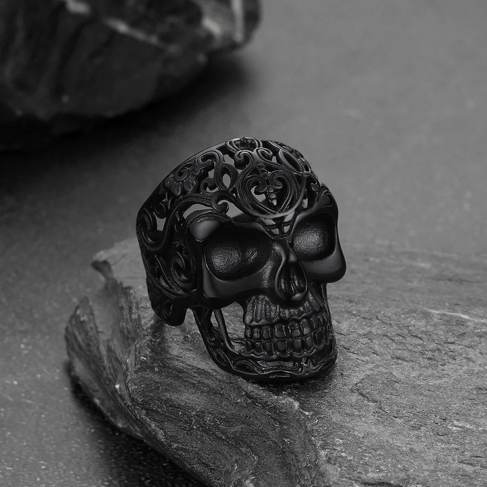 Gothic Skull Hollow Sugar Stainless Steel Ring for Men sold by FaithHeart product image thumbnail 5